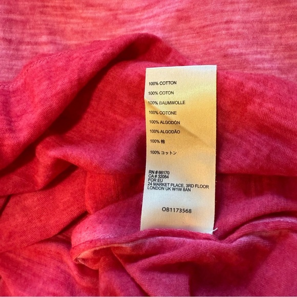 NWOT Maeve by Anthropologie Raspberry Slub Knit Dip Dyed V-Neck T-Shirt - Picture 5 of 5